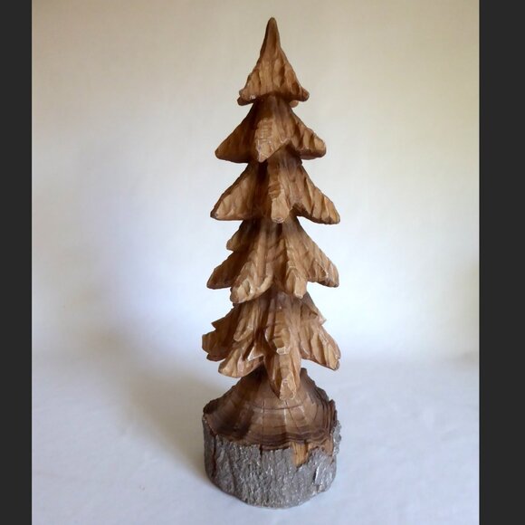 NEW 18” RESIN RUSTIC REALISTIC FAUX CARVED WOOD LOG TREE SCULPTURE CABIN DECOR - Picture 2 of 7